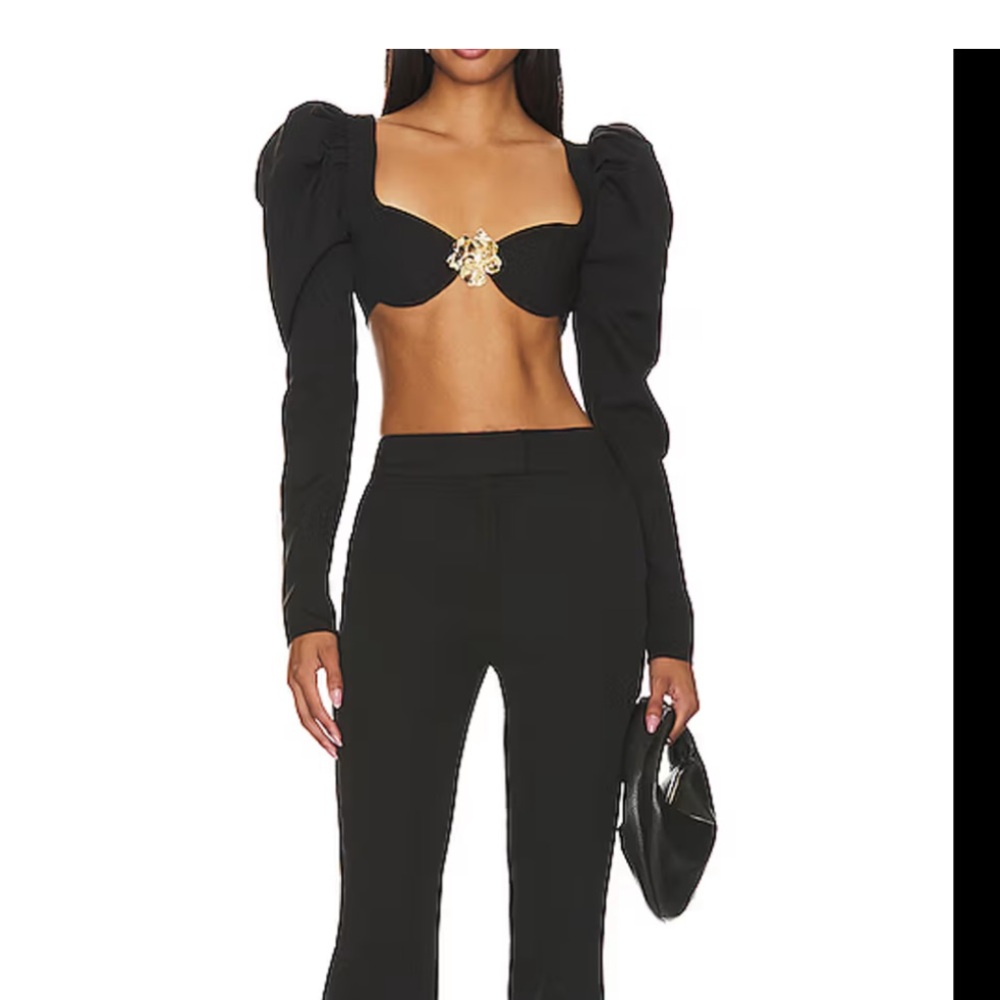 Artemis Bra Top in Black MAJORELLE, size S, long sleeve